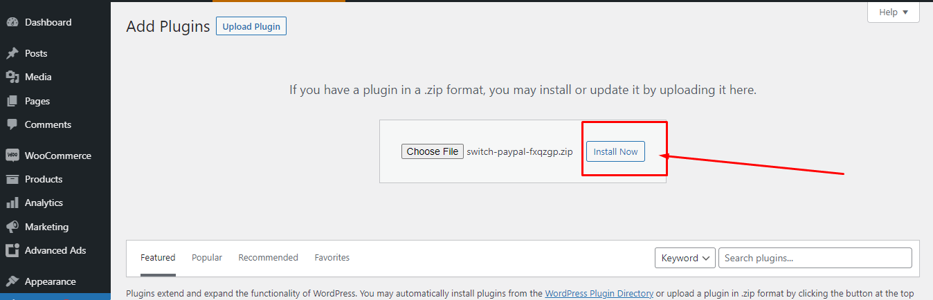 install now the plugin